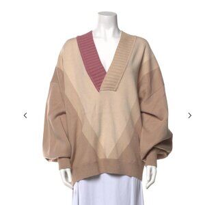 Roksanda Super Soft Beige and Pink V neck Sweater